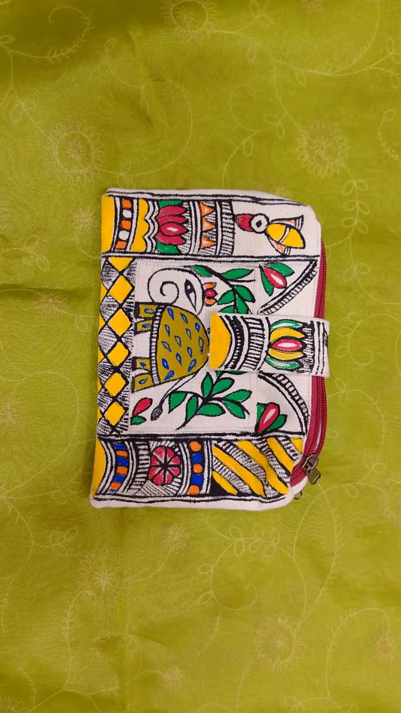 Pure canvas cotton small bag Mithila Panting Art