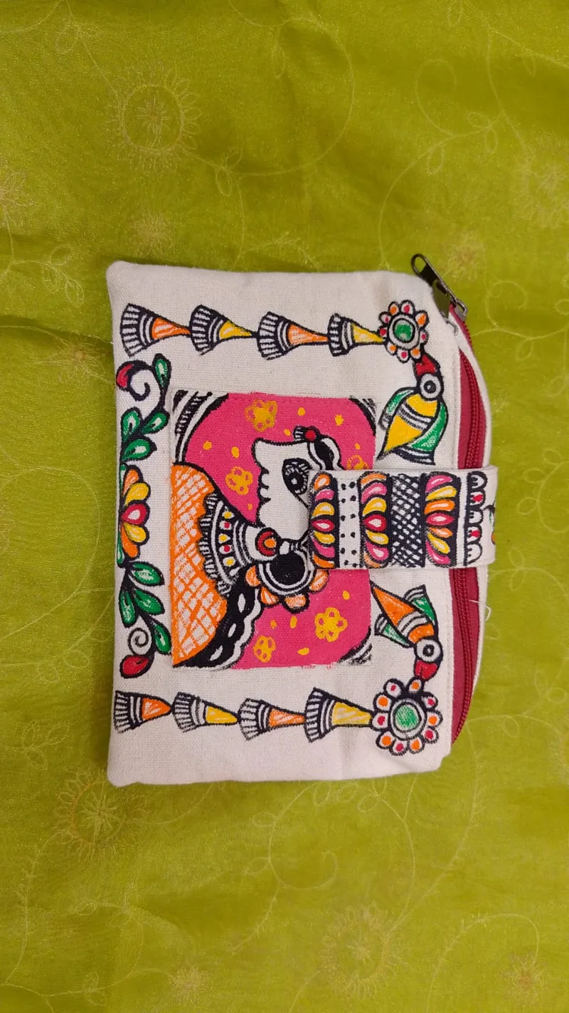 Pure canvas cotton small bag Mithila Panting Art