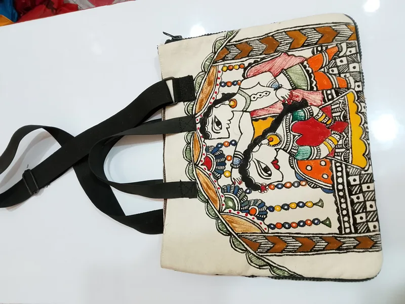 Pure canvas hand made mithila panting bag