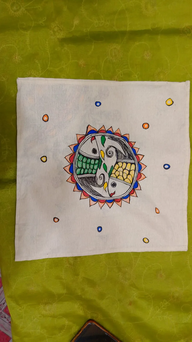 Pure Nepali cotton hanky Mithila panting art 6