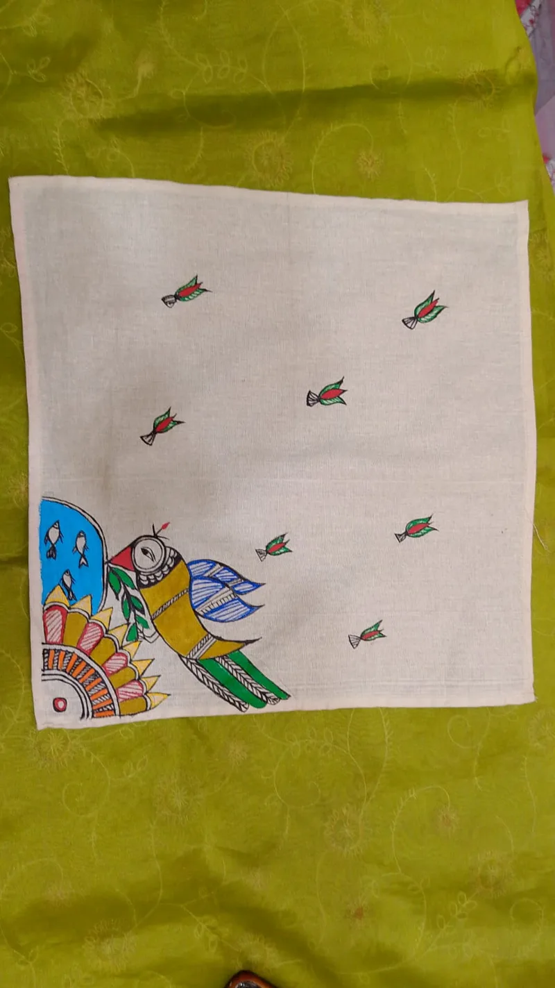 Pure Nepali cotton hanky Mithila panting art 51