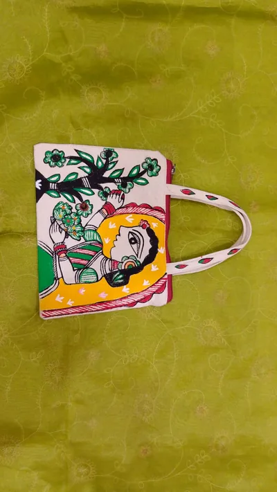 Pure canvas cotton small bag Mithila Panting Art