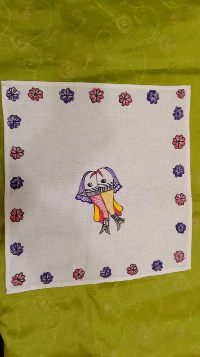 Pure Nepali cotton hanky Mithila panting art 42