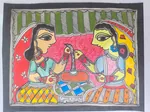 Two women in traditional attire preparing or serving food thumbnail