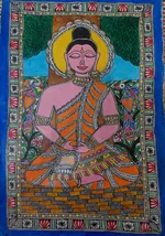Mithila painting of a meditating Buddha figure thumbnail