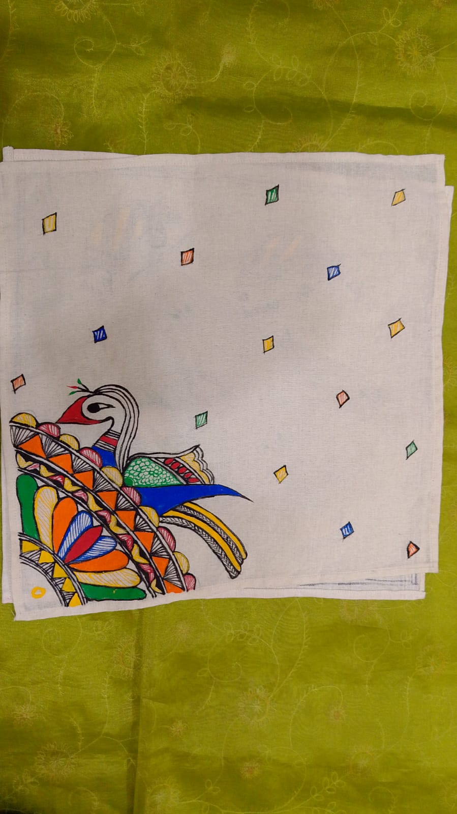 Pure Nepali cotton hanky mithila penting art 1