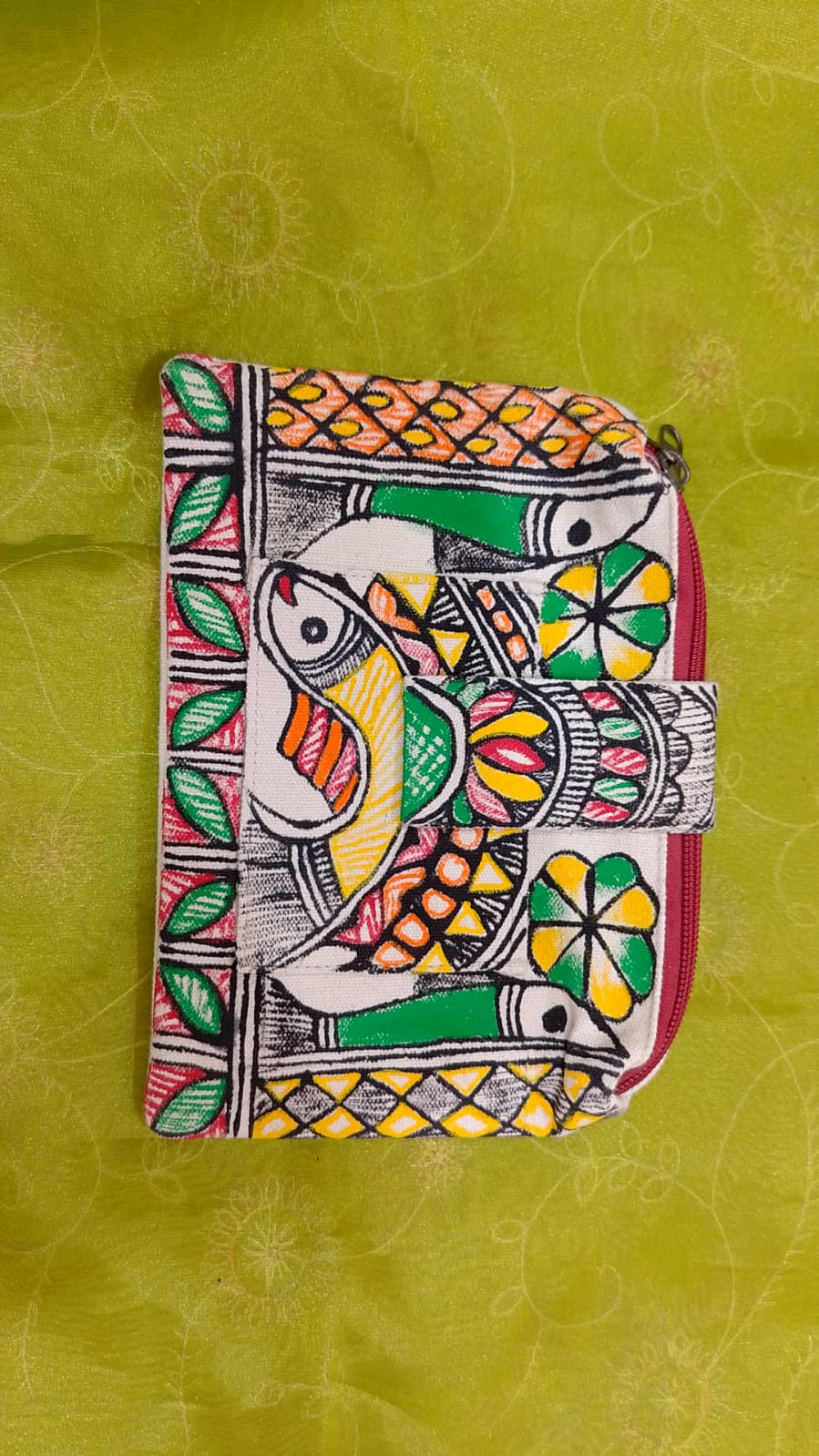 Pure canvas cotton small bag Mithila Panting Art