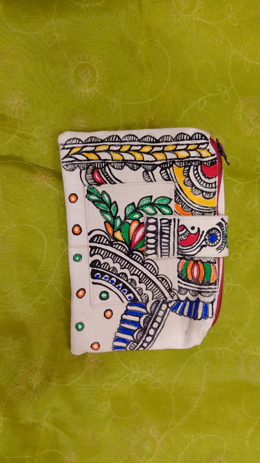 Pure canvas cotton small bag Mithila Panting Art