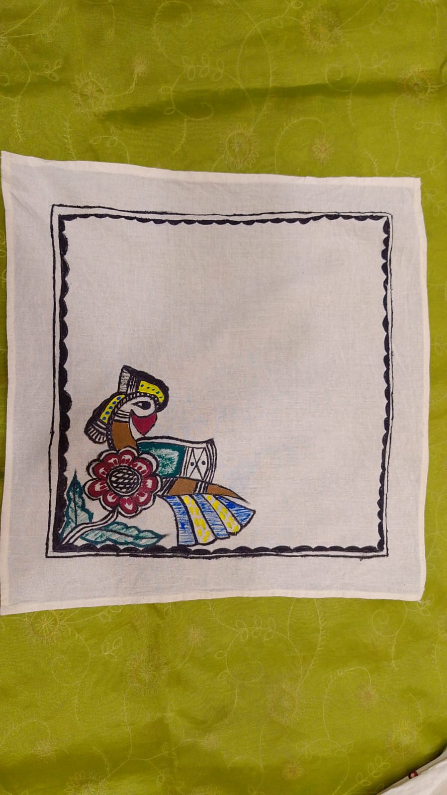 Pure Nepali cotton hanky Mithila panting art 15