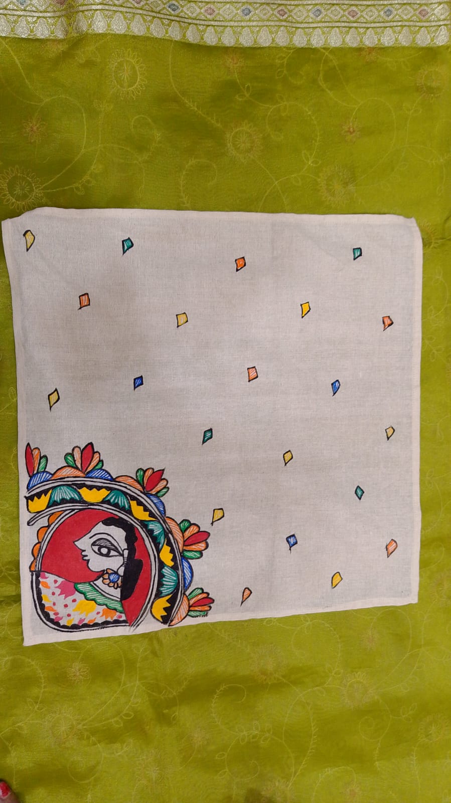 Pure Nepali cotton hanky Mithila panting art 22