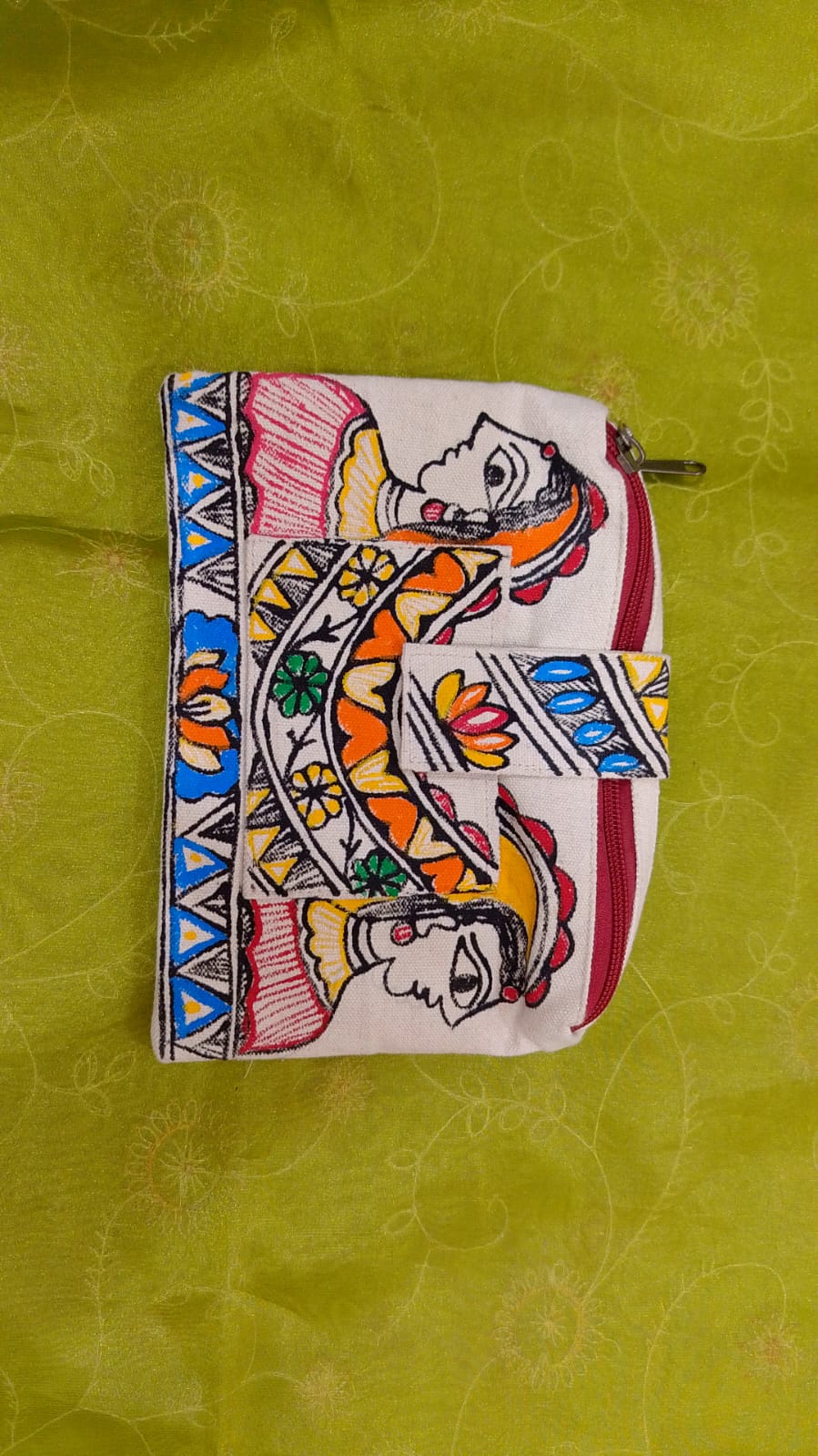 Pure canvas cotton small bag Mithila Panting Art
