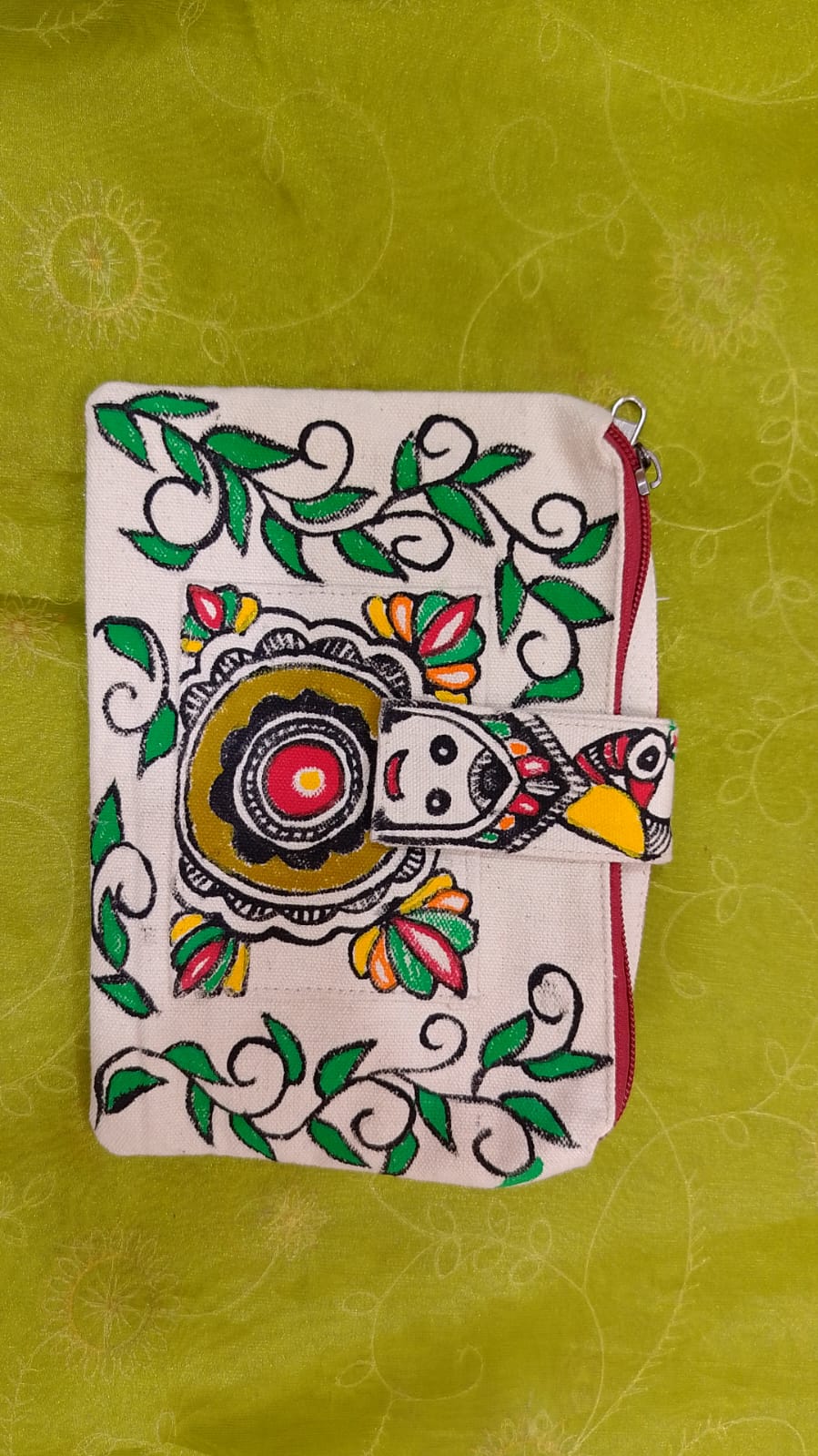 Pure canvas cotton small bag Mithila Panting Art