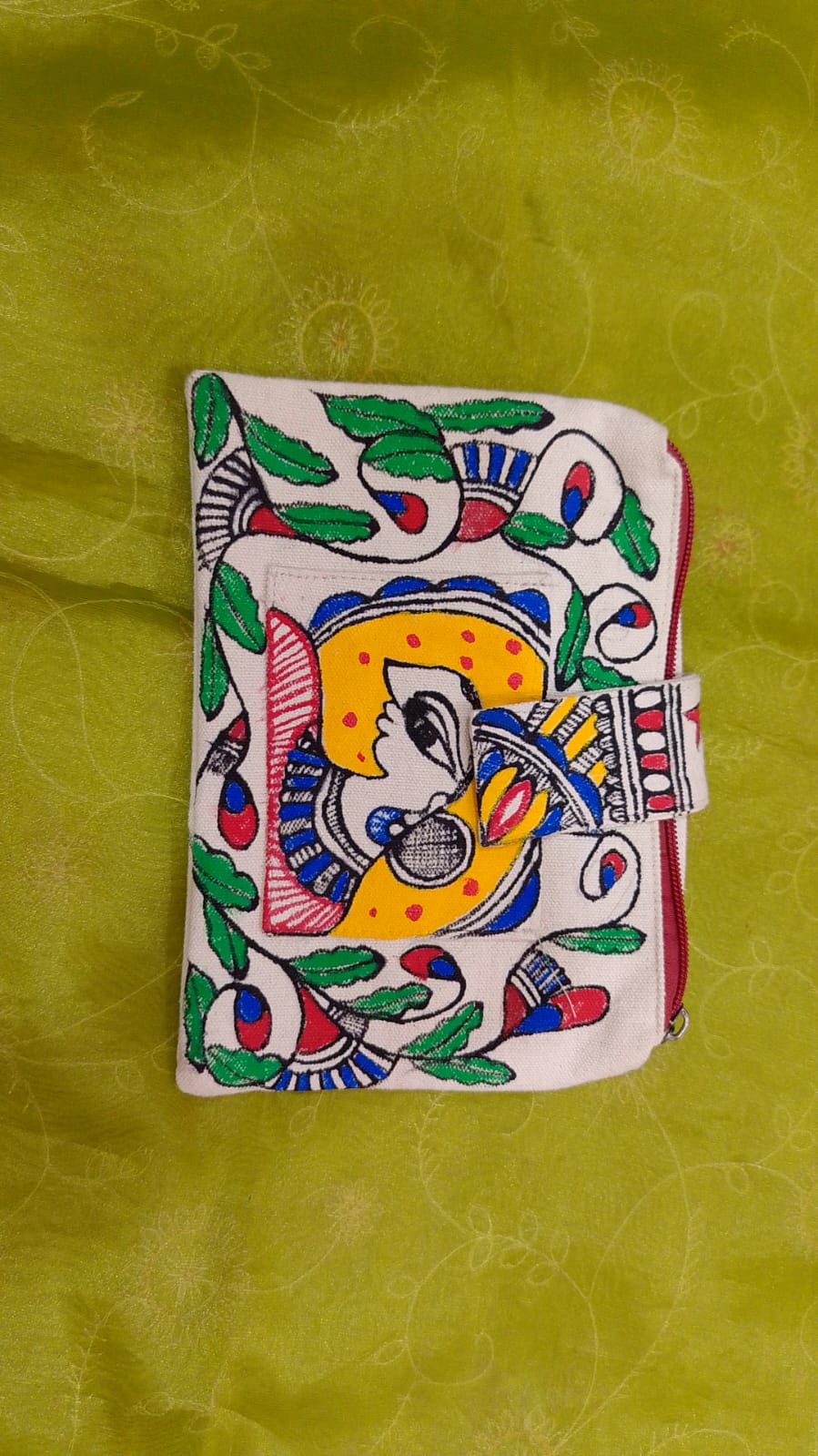 Pure canvas cotton small bag Mithila Panting Art