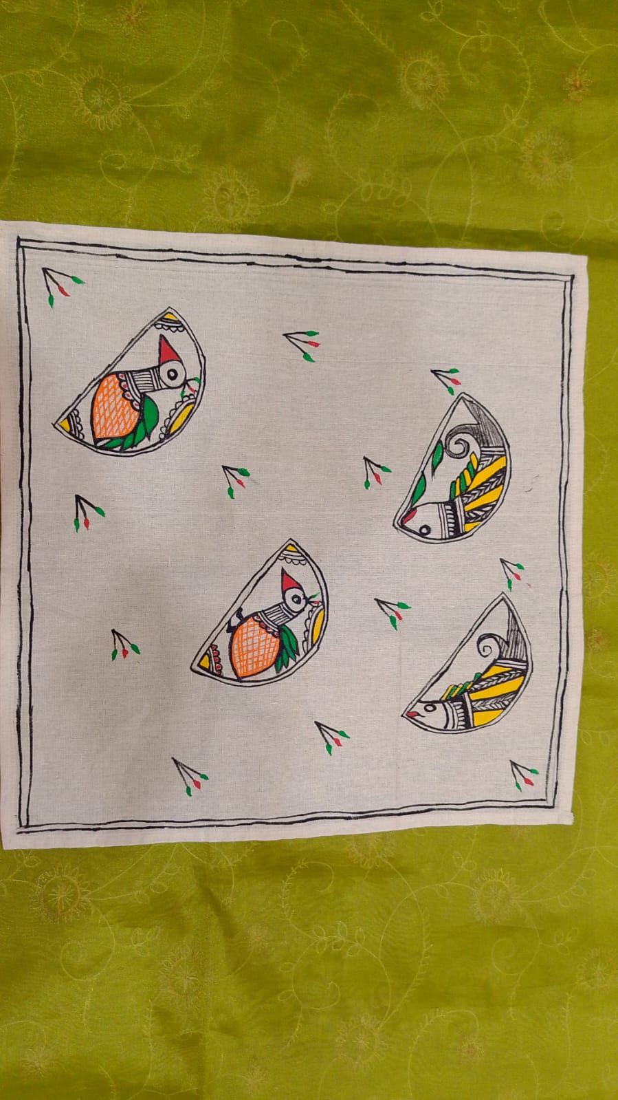 Pure Nepali cotton hanky Mithila panting art 32