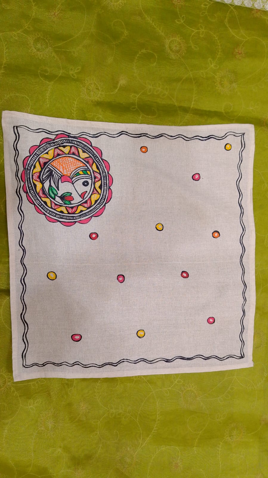 Pure Nepali cotton hanky Mithila panting art 43