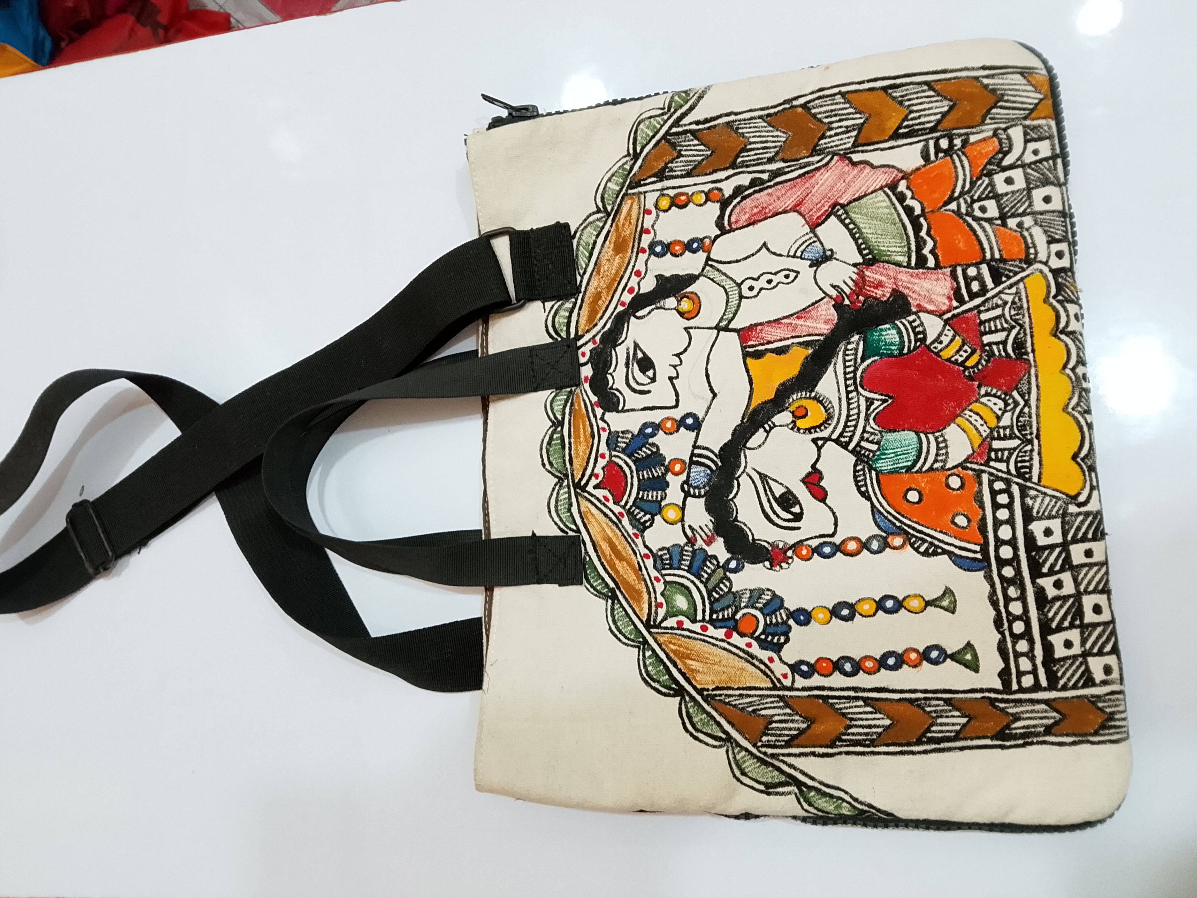 Pure canvas hand made mithila panting bag