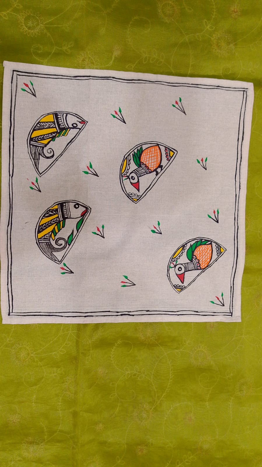 Pure Nepali cotton hanky Mithila panting art 2