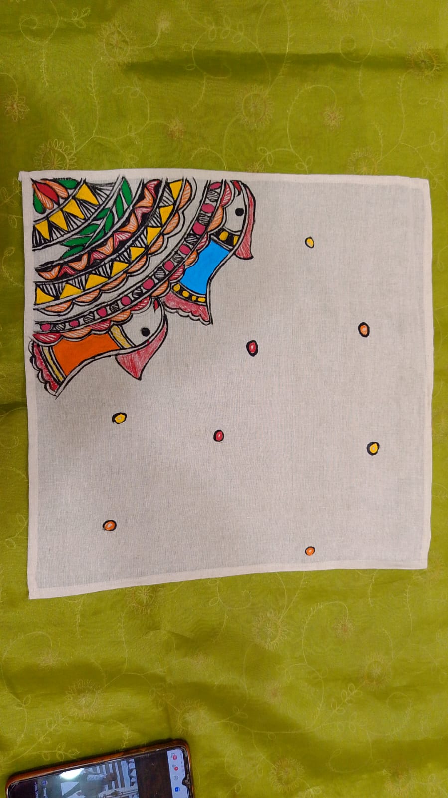 Pure Nepali cotton hanky Mithila panting art 7