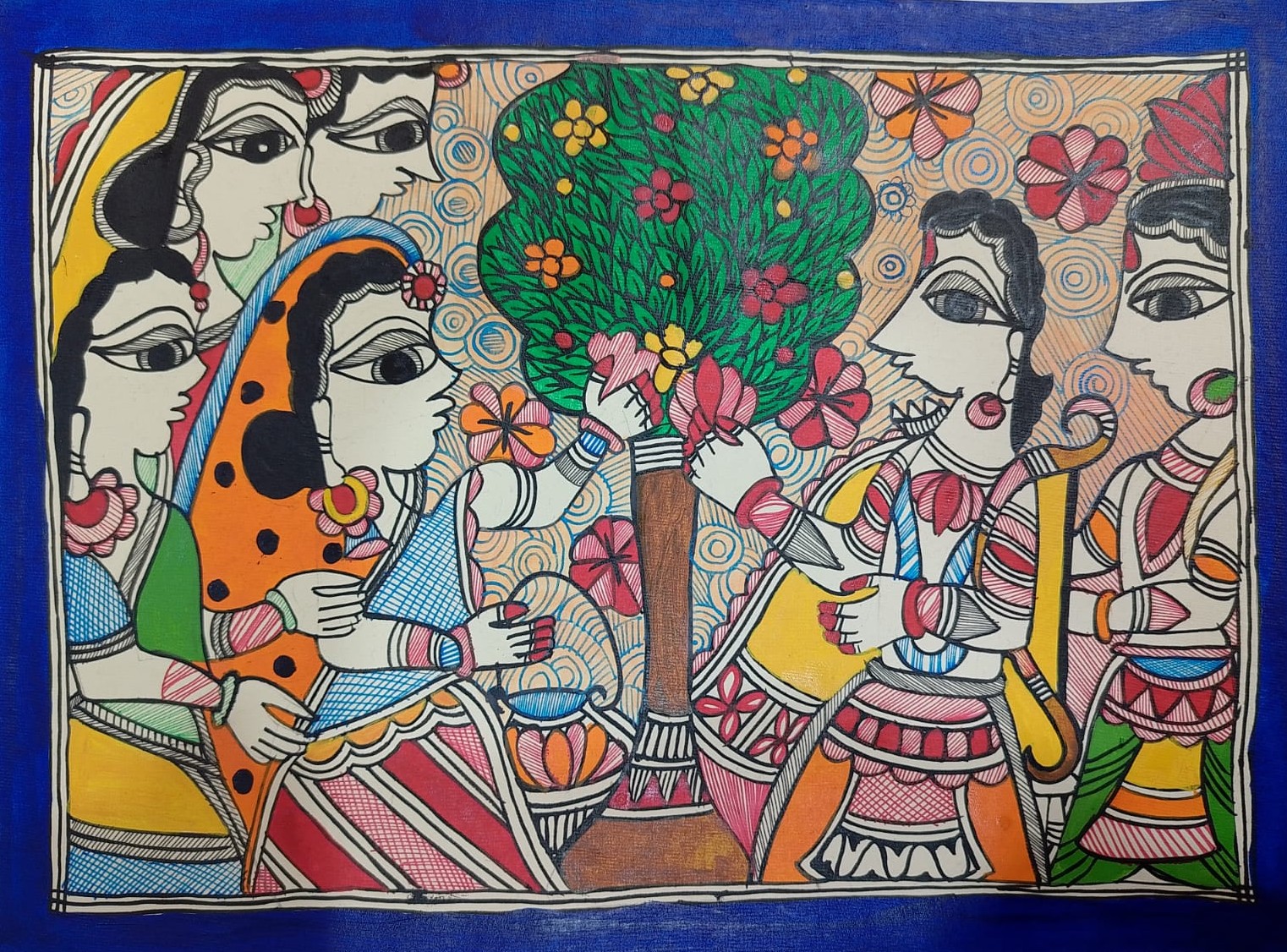 देवी सीता आफ्ना साथीहरूसँग भगवान राम र लक्ष्मणलाई भेट्दैछिन्।