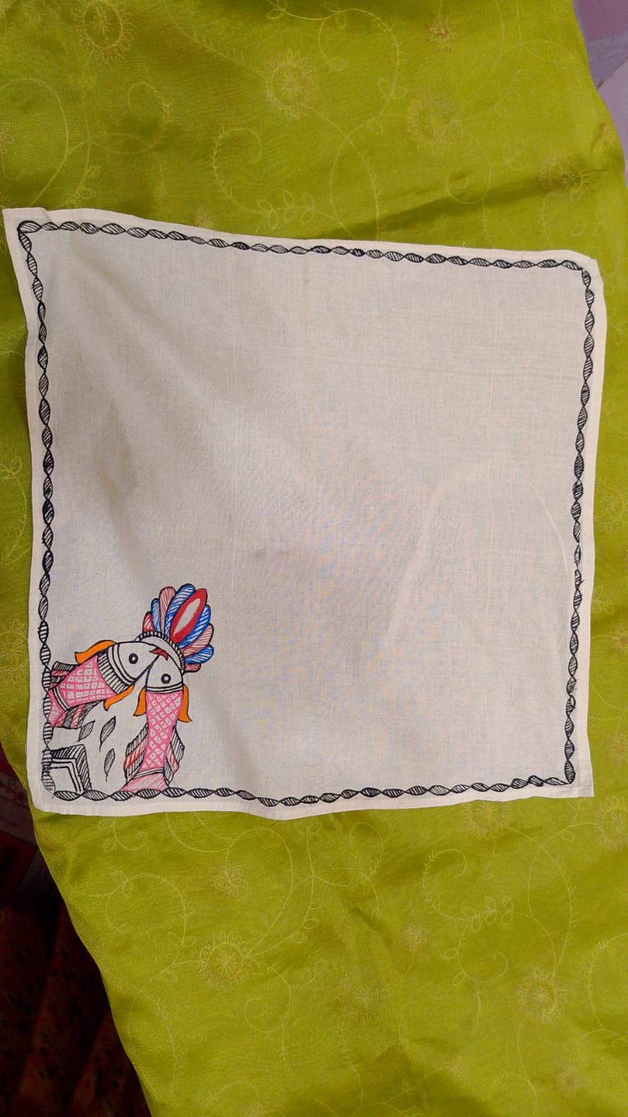 Pure Nepali cotton hanky Mithila panting art 46