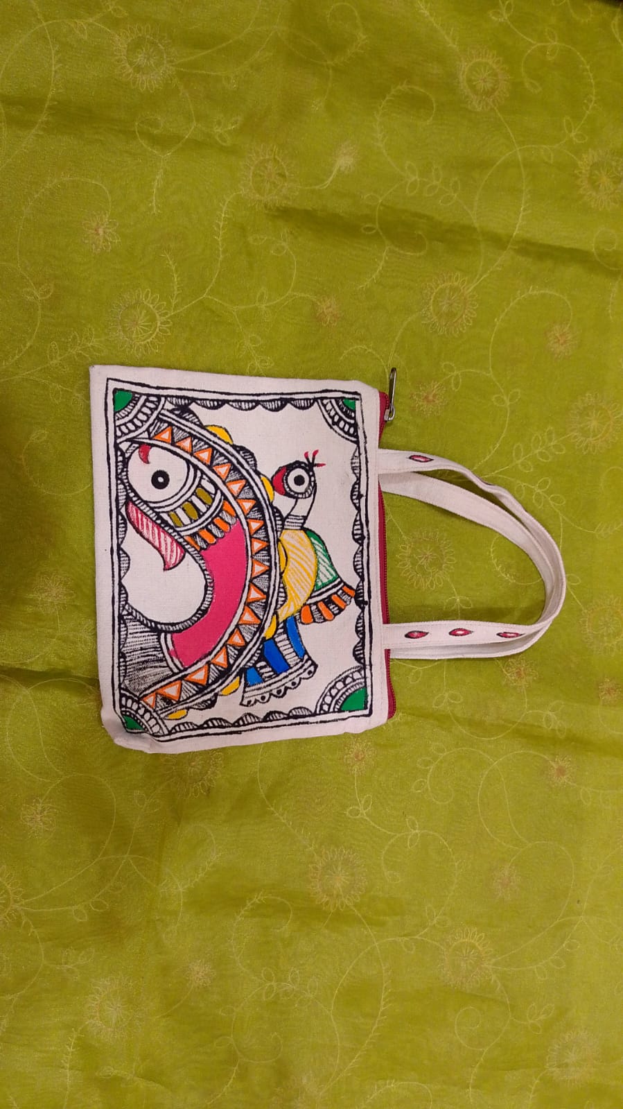 Pure canvas cotton small bag Mithila Panting Art thumb 2