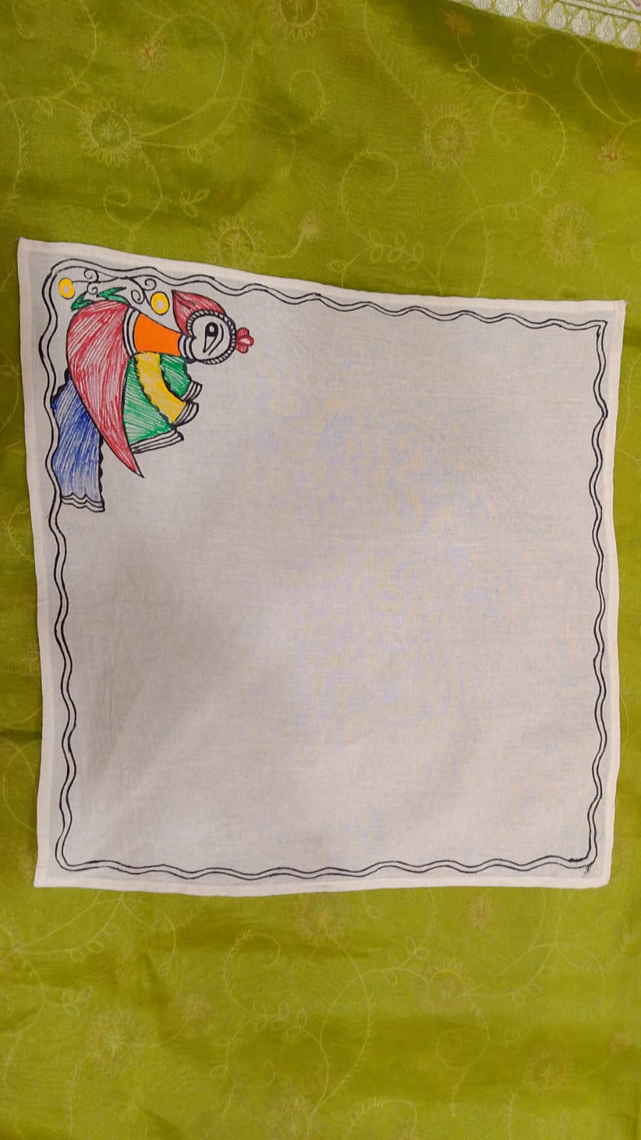 Pure Nepali cotton hanky Mithila panting art 8 thumb 1