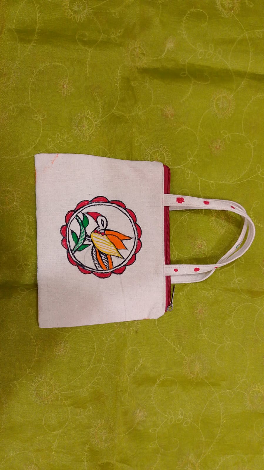 Pure canvas cotton small bag Mithila Panting Art thumb 1