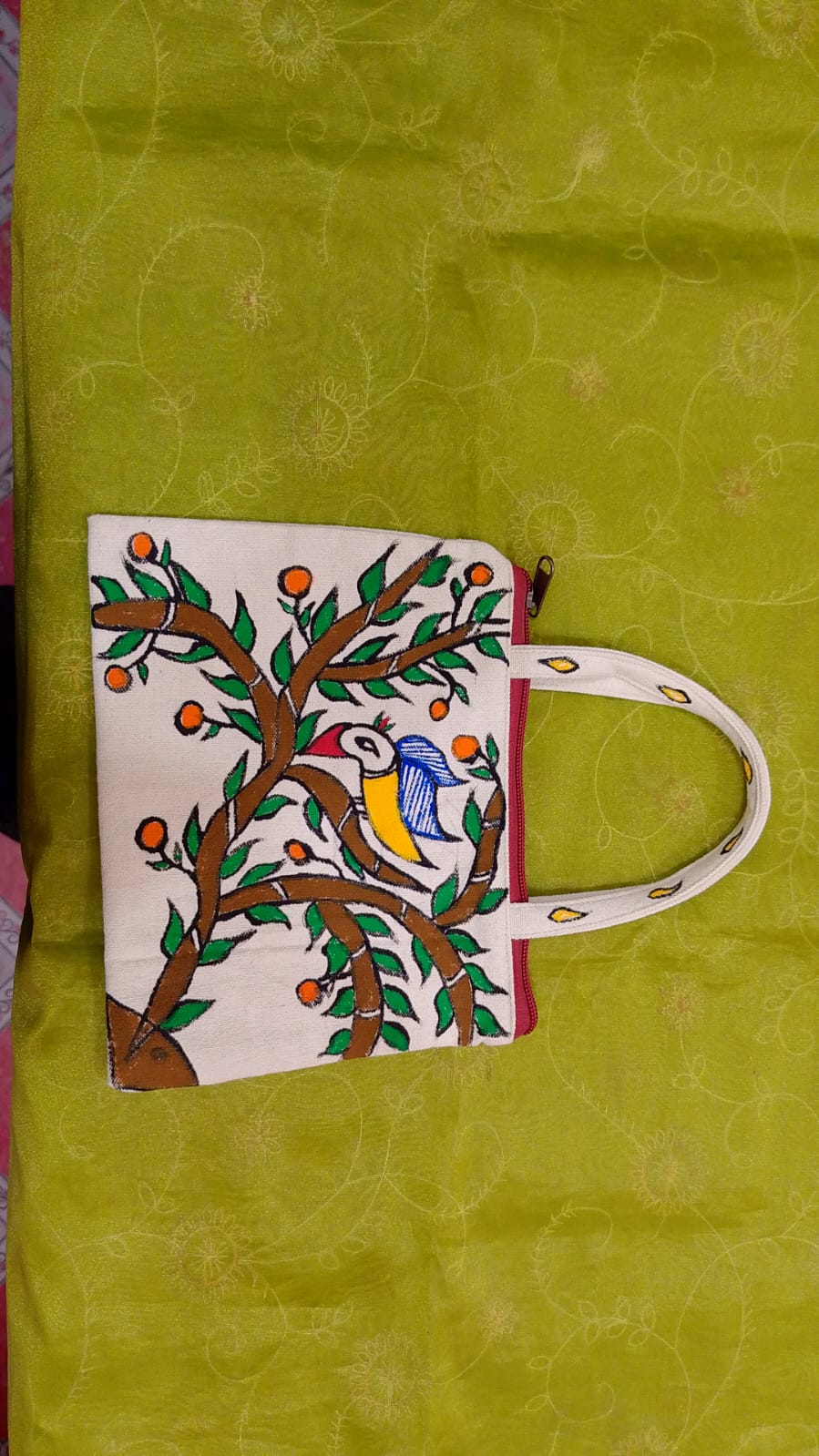 Pure canvas cotton small bag Mithila Panting Art thumb 2