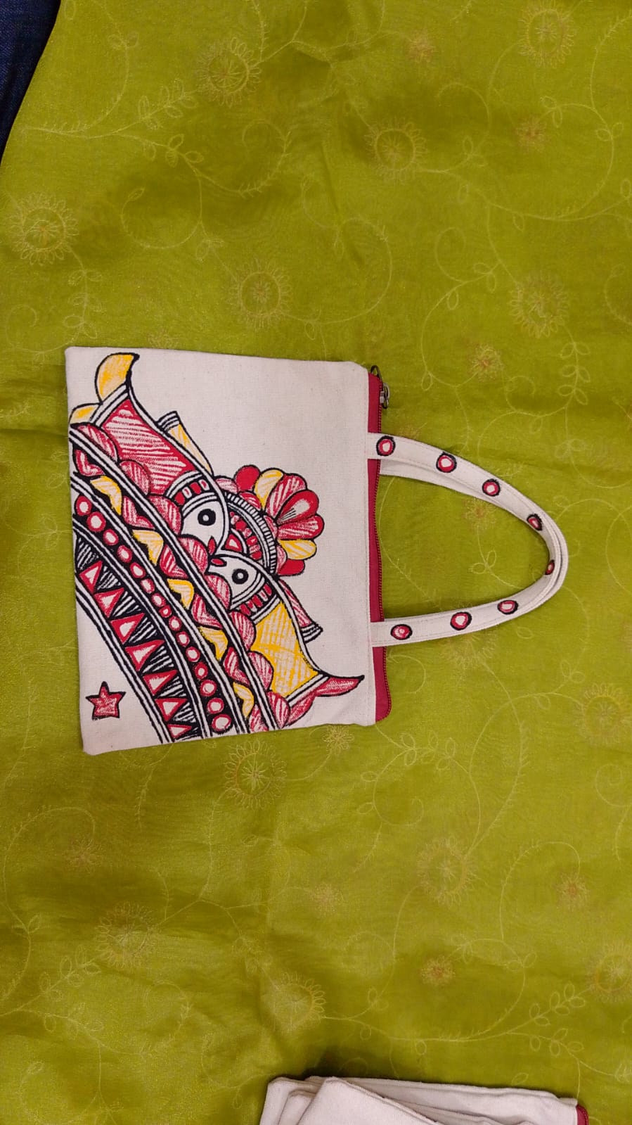 Pure canvas cotton small bag Mithila Panting Art thumb 2
