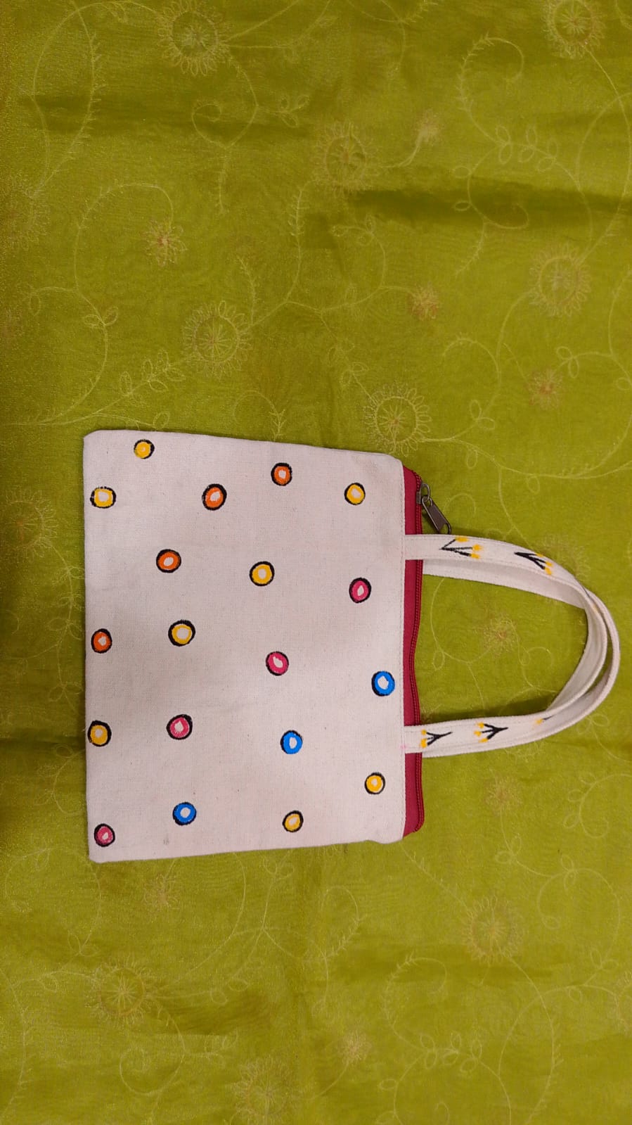Pure canvas cotton small bag Mithila Panting Art thumb 1