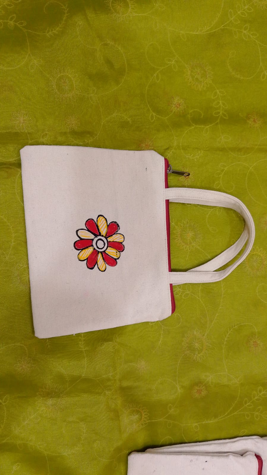 Pure canvas cotton small bag Mithila Panting Art thumb 1
