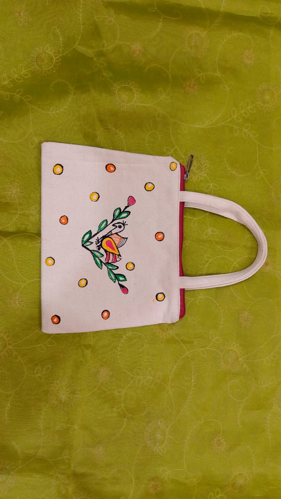 Pure canvas cotton small bag Mithila Panting Art thumb 1