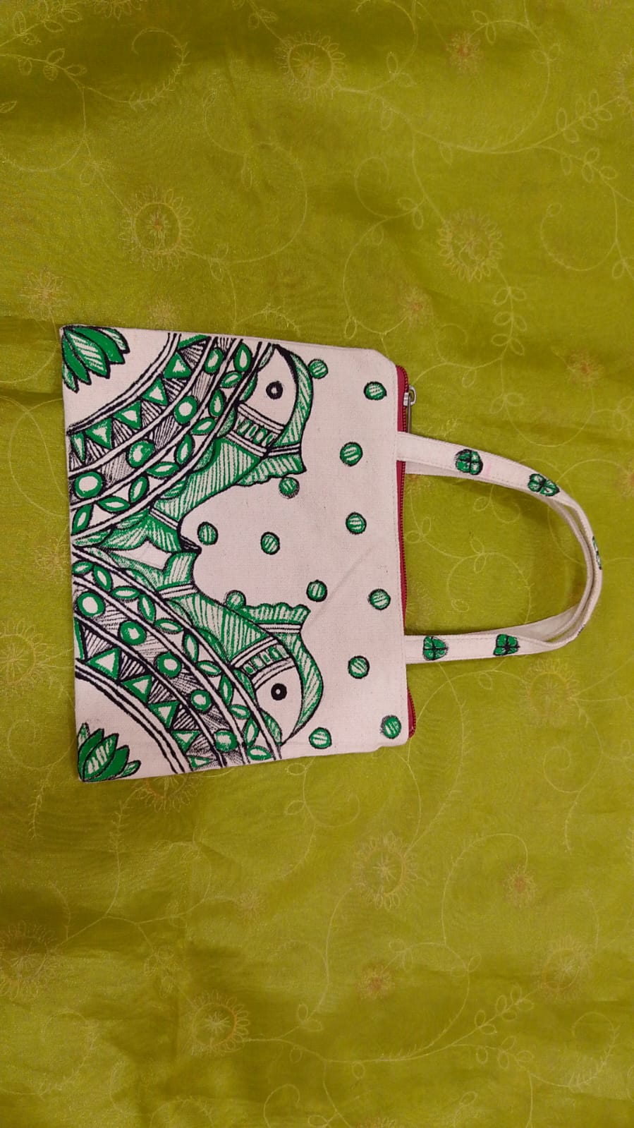 Pure canvas cotton small bag Mithila Panting Art thumb 2