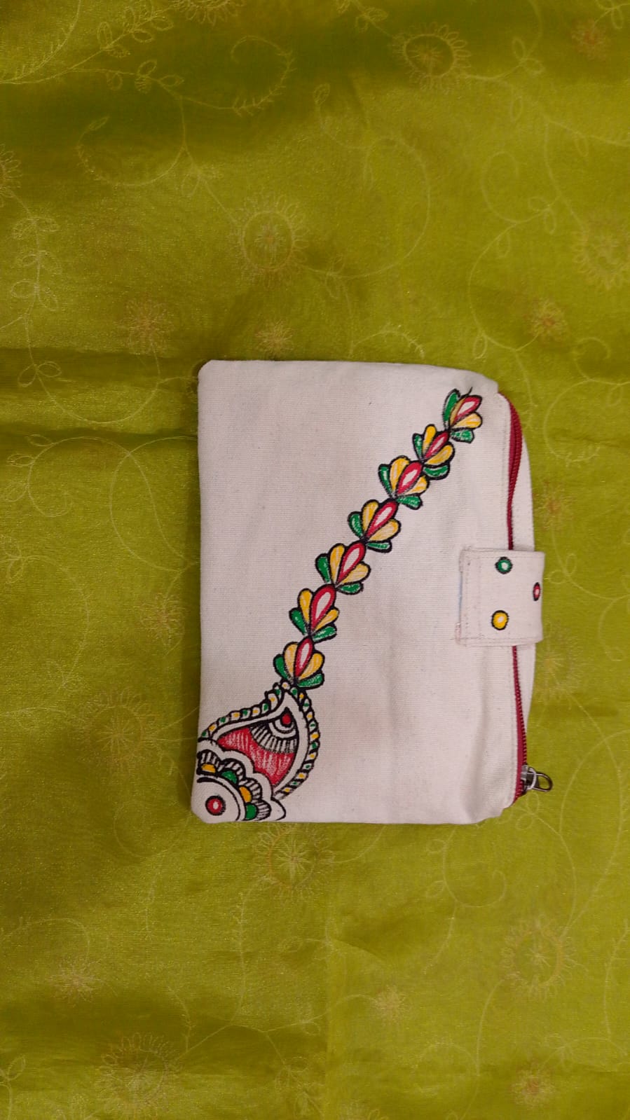 Pure canvas cotton small bag Mithila Panting Art thumb 1