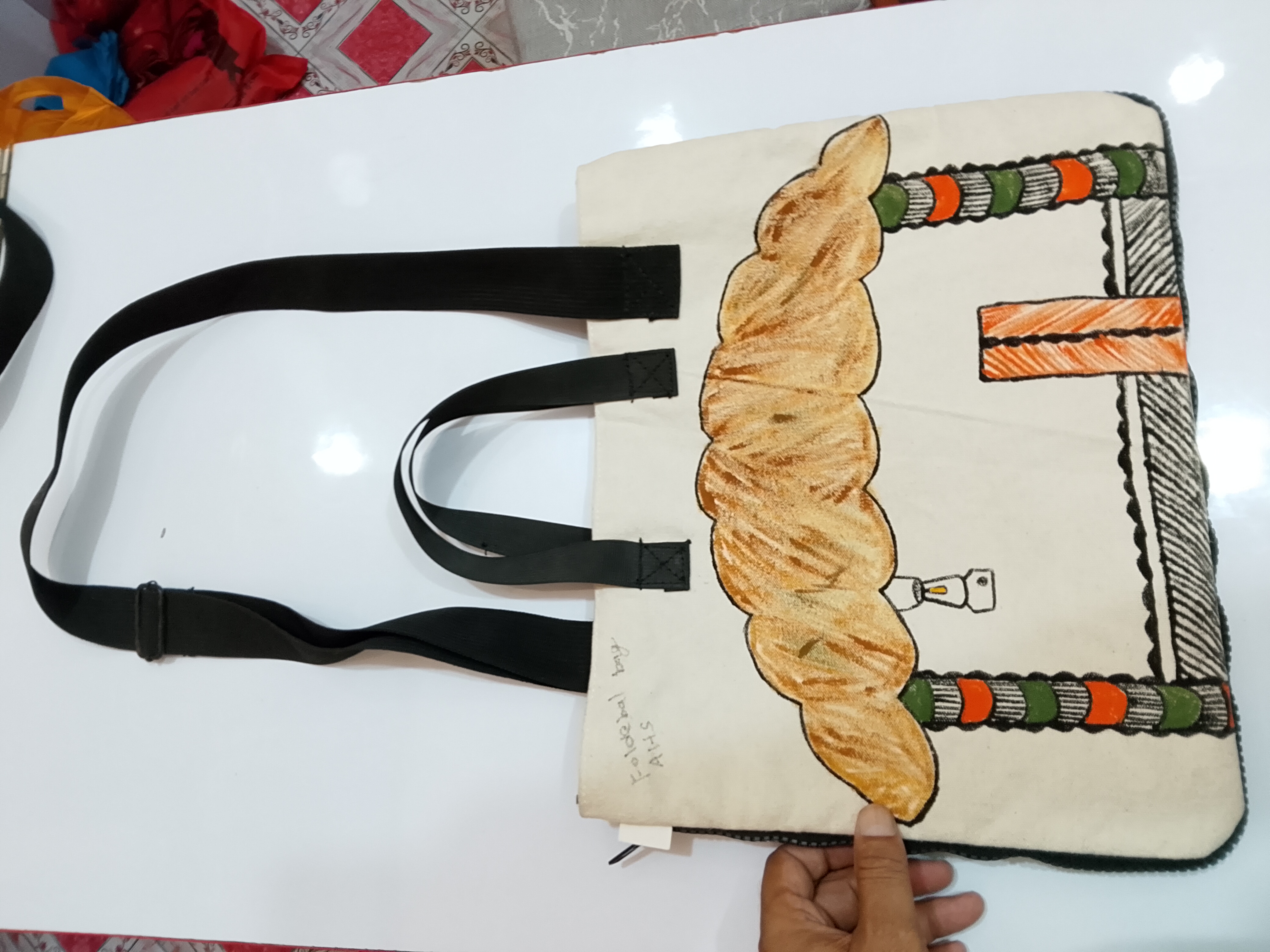Pure canvas hand made mithila panting bag thumb 1