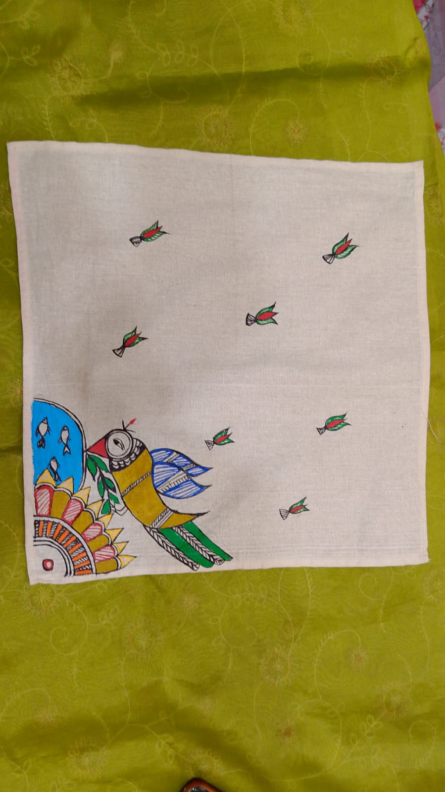 Pure Nepali cotton hanky Mithila panting art 51